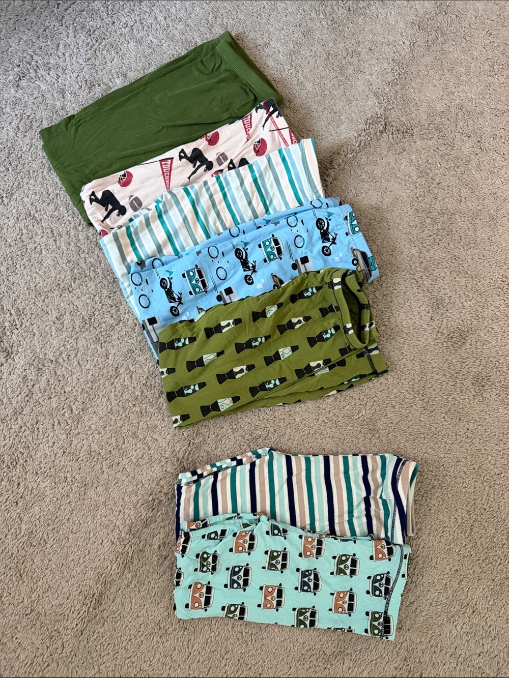 Kickee Pants Mixed Pattern Pajama Bottoms - Green, Cream, Aqua, Blue